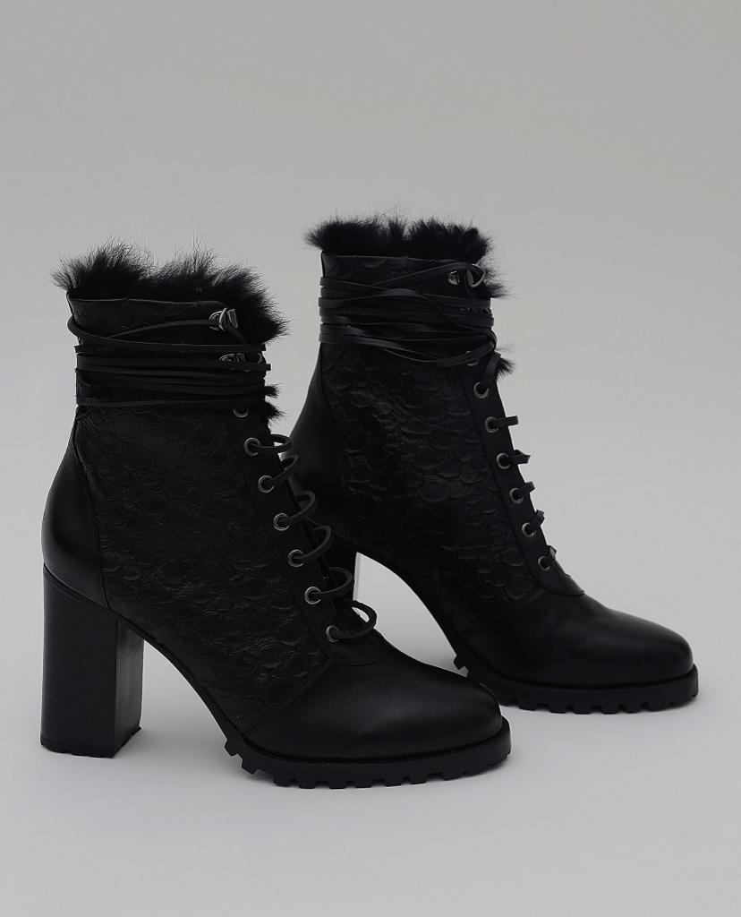 Pair Of Women's Black Handmade Leather Boots