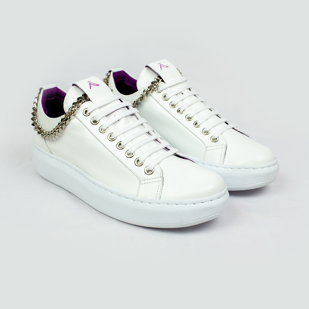 Pair of Women's Luxuy Sneakers in White From Sam Prado