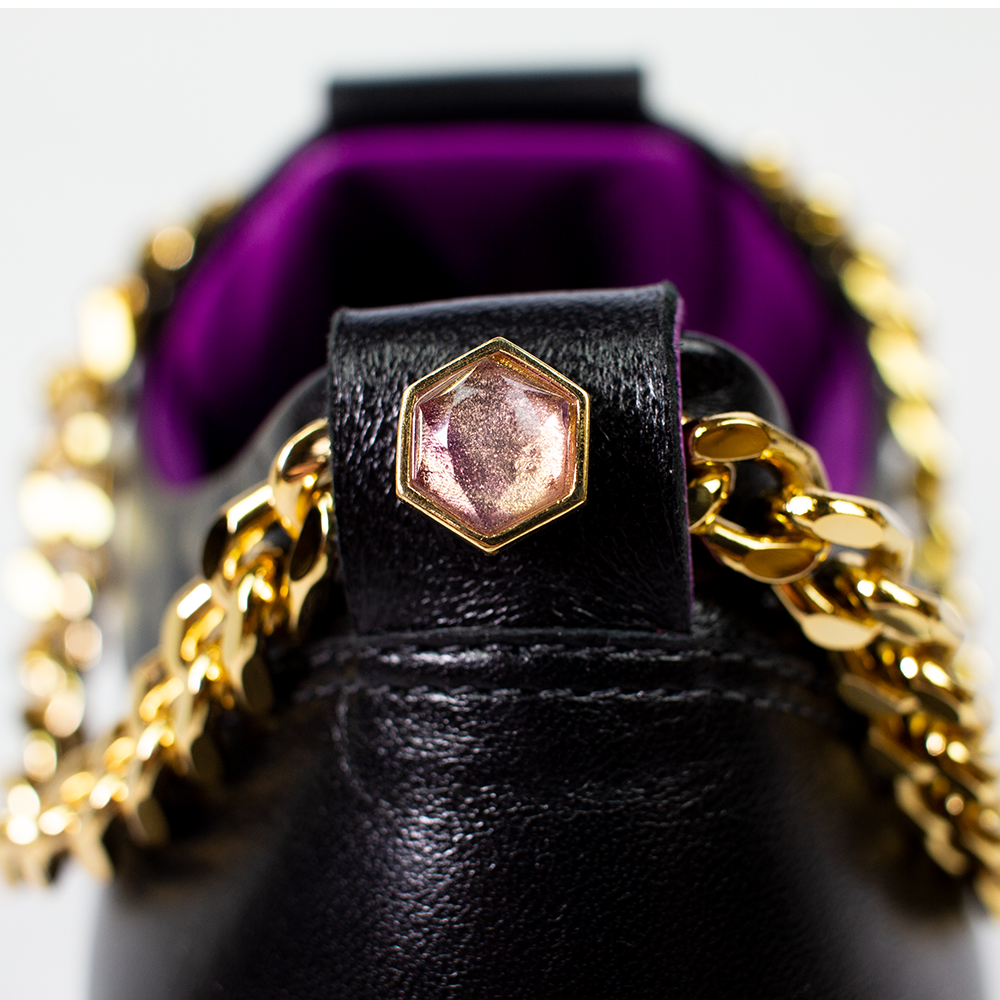 Women's Black Leather Sneakers With Precious Gem Stones