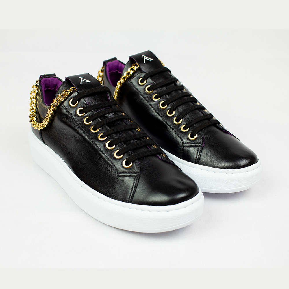 Pair of Sam Prado Women's Black Leather Sneakers