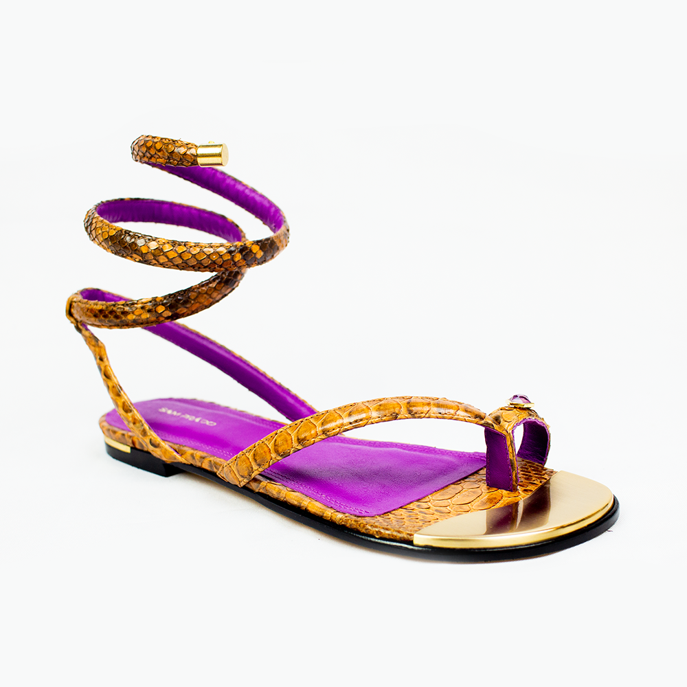 Sam Prado Tulum Python Leather Upper women's designer leather sandals