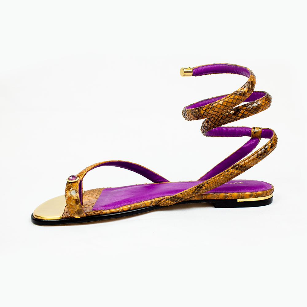 Side view of Sam Prado Tulum Python Leather Upper sandals